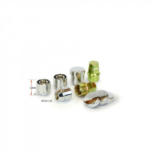 Купить Секретки Вектор гайка 12х1,25 L22 конус открытая с вращ. кольцом, колпачок, 2 ключа 19/21, Cr, комплект 406144X2  в Волгограде